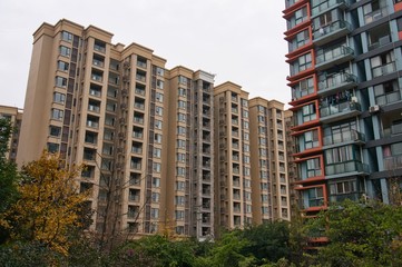 Fototapeta premium Chinese modern condominium in Chengdu, China