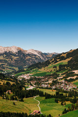 Fototapeta na wymiar Valley, Schrattenfluh and Sorenberg town at foot of Brienzer Rothorn, Switzerland