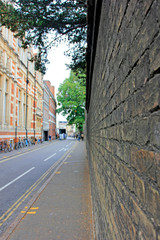wall in the street, Cambridge, England