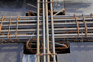 Steel binding in construction site