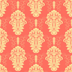 Vector damask seamless pattern background. Classical luxury old fashioned damask ornament, royal victorian seamless texture for wallpapers, textile, wrapping. Exquisite floral baroque template.