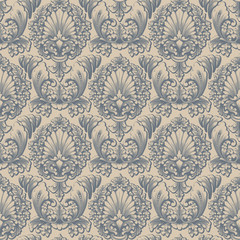 Vector damask seamless pattern background. Classical luxury old fashioned damask ornament, royal victorian seamless texture for wallpapers, textile, wrapping. Exquisite floral baroque template.