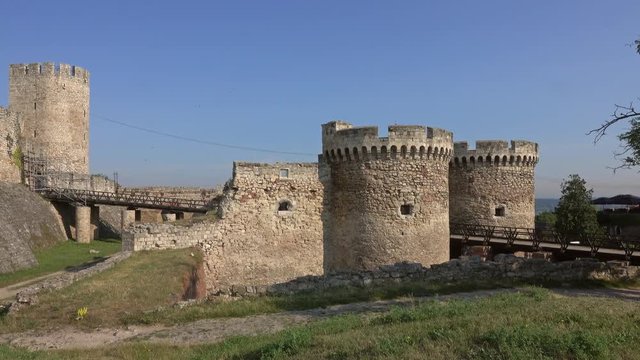 Famous fortress Kalemegdan in Belgrade, Serbia, panorama 4k