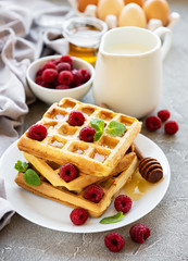 Homemade waffles with berries