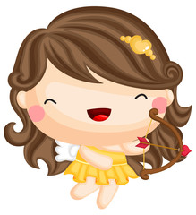 a cupid with heart bow and arrow 
