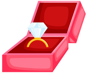 a diamond ring inside a red colored box