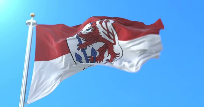 Flag of the city of D&uuml;sseldorf in the state of North Rhine-Westphalia, Germany. Loop