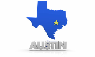Fototapeta premium Austin Texas TX City State Map 3d Illustration
