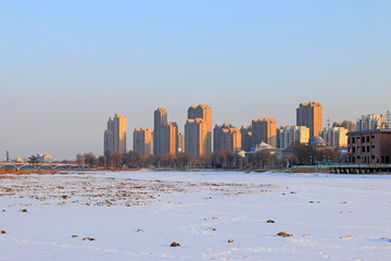 Fototapeta premium urban snow scene