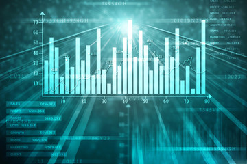 2d rendering Stock market online business concept. business Graph 