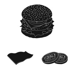 Vector design of burger and sandwich sign. Collection of burger and slice stock vector illustration.