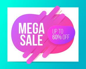 Banner design in modern style for mega sale, discount and special offer. Vector illustration