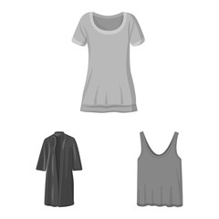 Vector illustration of woman and clothing sign. Collection of woman and wear vector icon for stock.