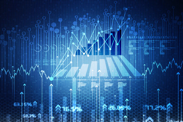 2d rendering Stock market online business concept. business Graph 
