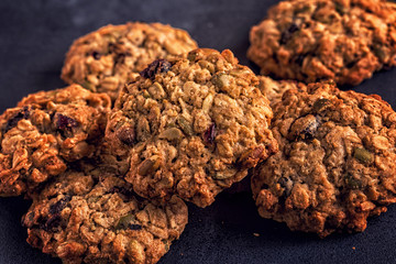 Homemade oatmeal cookies with cranberries.