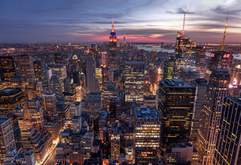 New York Aerial Skyline at Sunset
