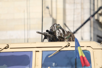 Romanian army sniper, armed with the US M110