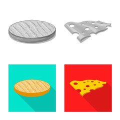Vector illustration of burger and sandwich logo. Set of burger and slice stock symbol for web.