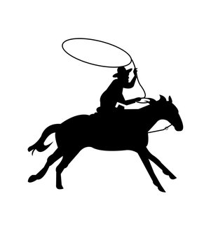 silhouette of cowboy on a horse with a lasso