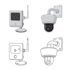 Vector design of cctv and camera logo. Set of cctv and system stock symbol for web.