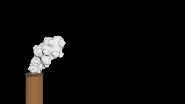 Low Poly smoke 3d animation. Pollution 3d smoke animation background.
