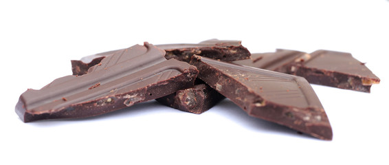 pieces of chocolate isolated on white background