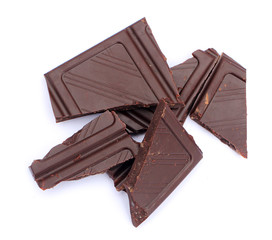 pieces of chocolate on white background