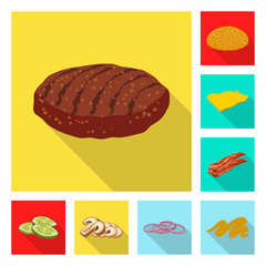 Vector design of burger and sandwich sign. Set of burger and slice vector icon for stock.