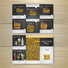 Vintage chalk drawing fast food menu. Sandwich sketch corporate identity