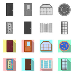 Vector design of door and front icon. Set of door and wooden stock symbol for web.