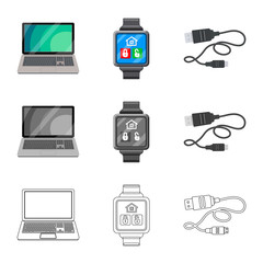 Vector design of laptop and device logo. Set of laptop and server stock vector illustration.