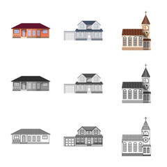 Vector design of building and front logo. Collection of building and roof stock vector illustration.