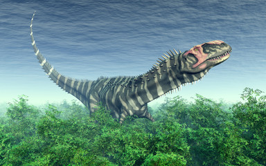 Fototapeta na wymiar Dinosaur Rajasaurus in a forest