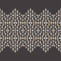 Ethnic boho seamless pattern. Rectangles made up of triangles. Traditional ornament. Tribal pattern. Folk motif. Can be used for wallpaper, textile, invitation card, web page background.