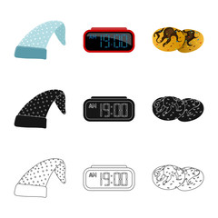 Vector design of dreams and night logo. Set of dreams and bedroom stock symbol for web.