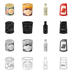 Isolated object of can and food symbol. Set of can and package vector icon for stock.