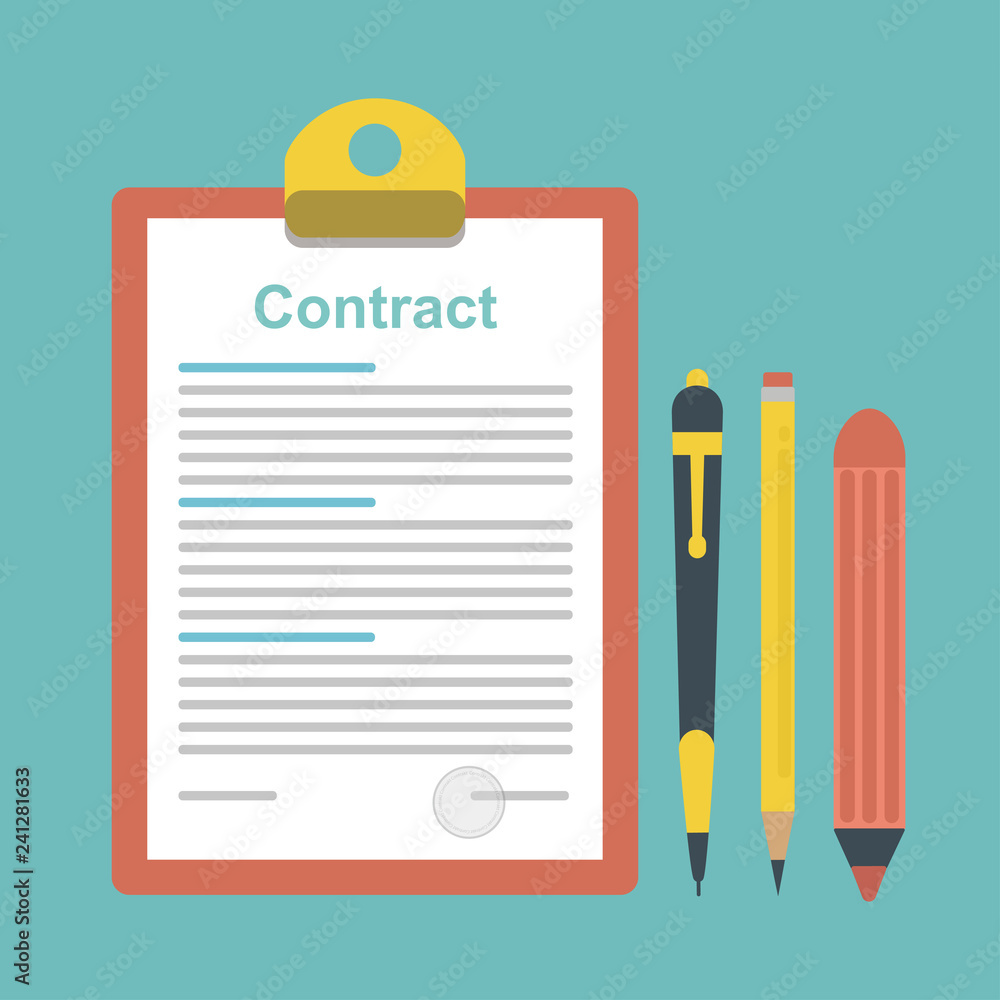 Poster the idea of signing a contract. vector illustration signing of contract in a flat style isolated on 