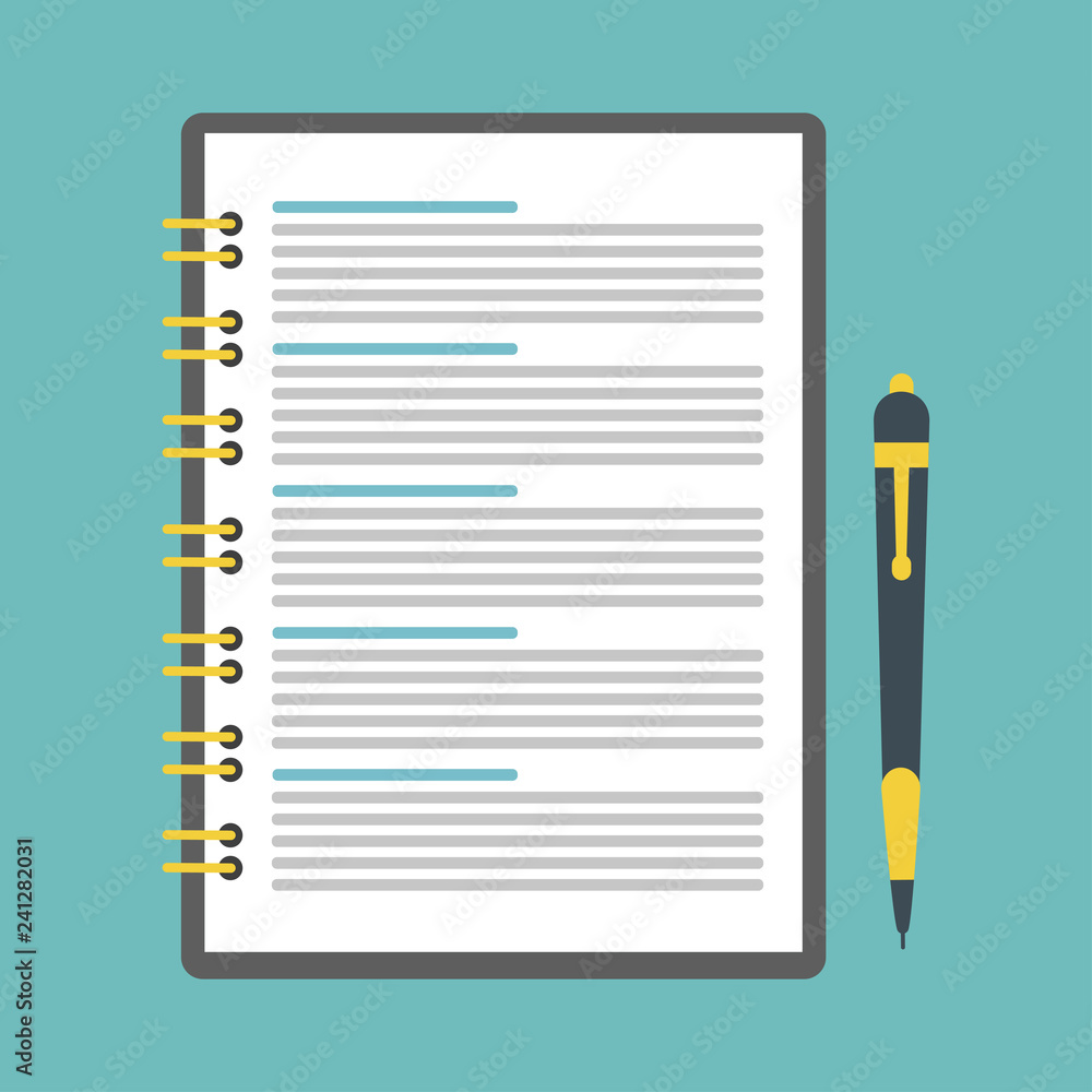 Poster notebook with screw attachment, diary for entries. diary for business or school notebook. vector fla