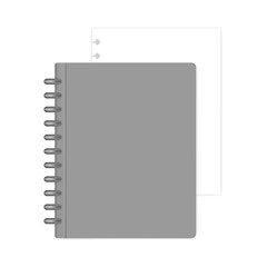 Closed refillable disc bound notebook with white paper sheet, mockup