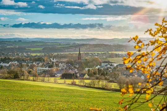 Ausblick auf Chemnitz, Stadtteil Gr&uuml;na im Herbst 