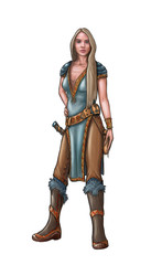 Obraz premium Concept Art Fantasy Illustration of Beautiful Young Woman Warrior
