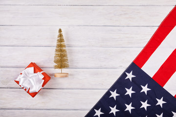 Fototapeta premium American flag with christmas decorations
