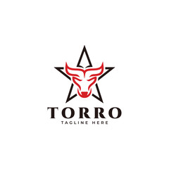 Obraz premium Monogram geometric bull, bison, buffalo and star logo icon vector