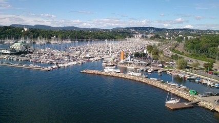 Fototapeta na wymiar Oslo Hafen von oben
