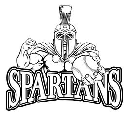 A Spartan or Trojan warrior Baseball sports mascot holding a ball