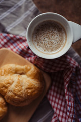 Hot cocoa with croissant