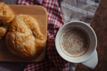 Hot cocoa with croissant