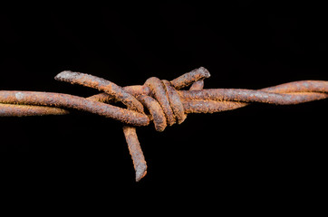 alter, rostiger Stacheldraht, makro