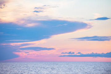 Sunset on the Onega Lake. Karelia, Russia
