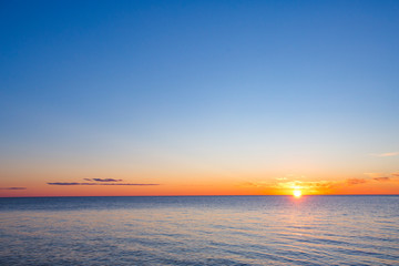 Sunset on the Onega Lake. Karelia, Russia